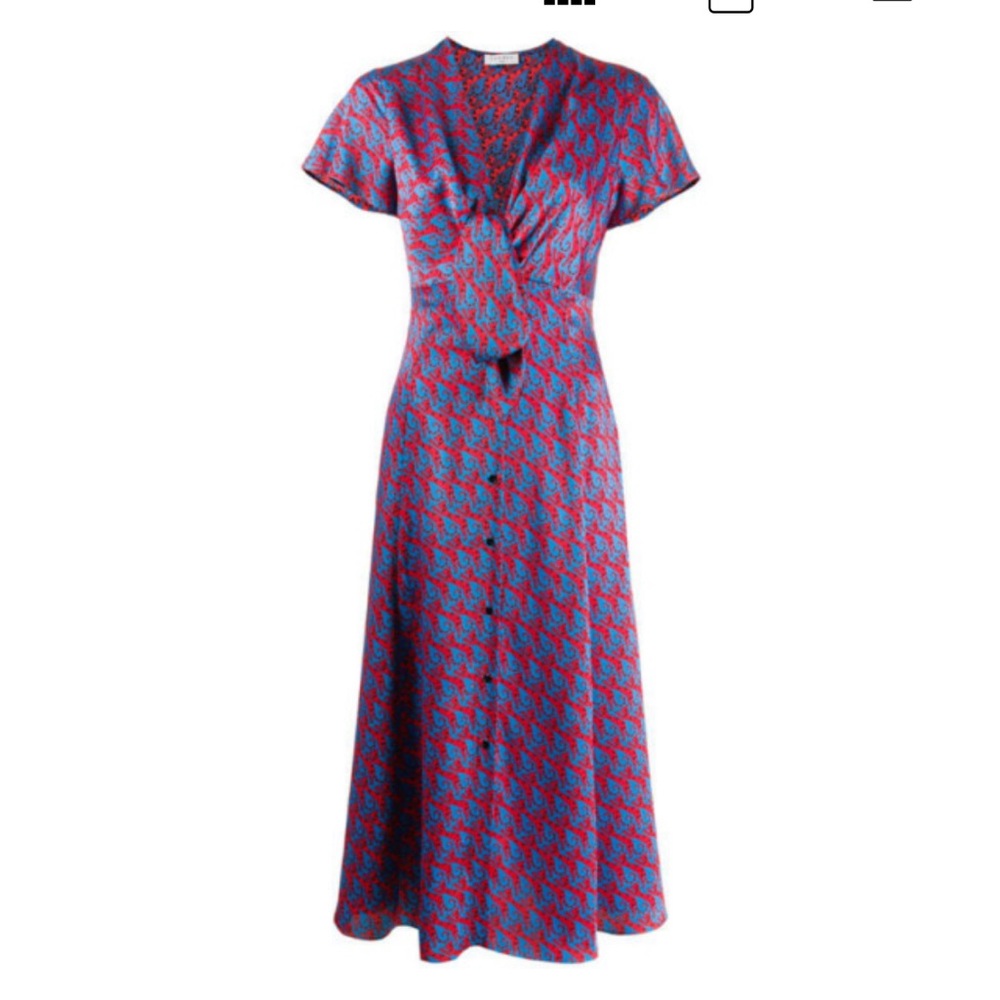 Sandro Blue and Red Midi Dress